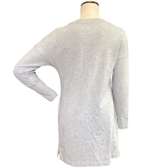 Boston Proper Gray Embroidered Sequin Fringe Boho Long Sleeve Mini Dress S #177G - Picture 5 of 8